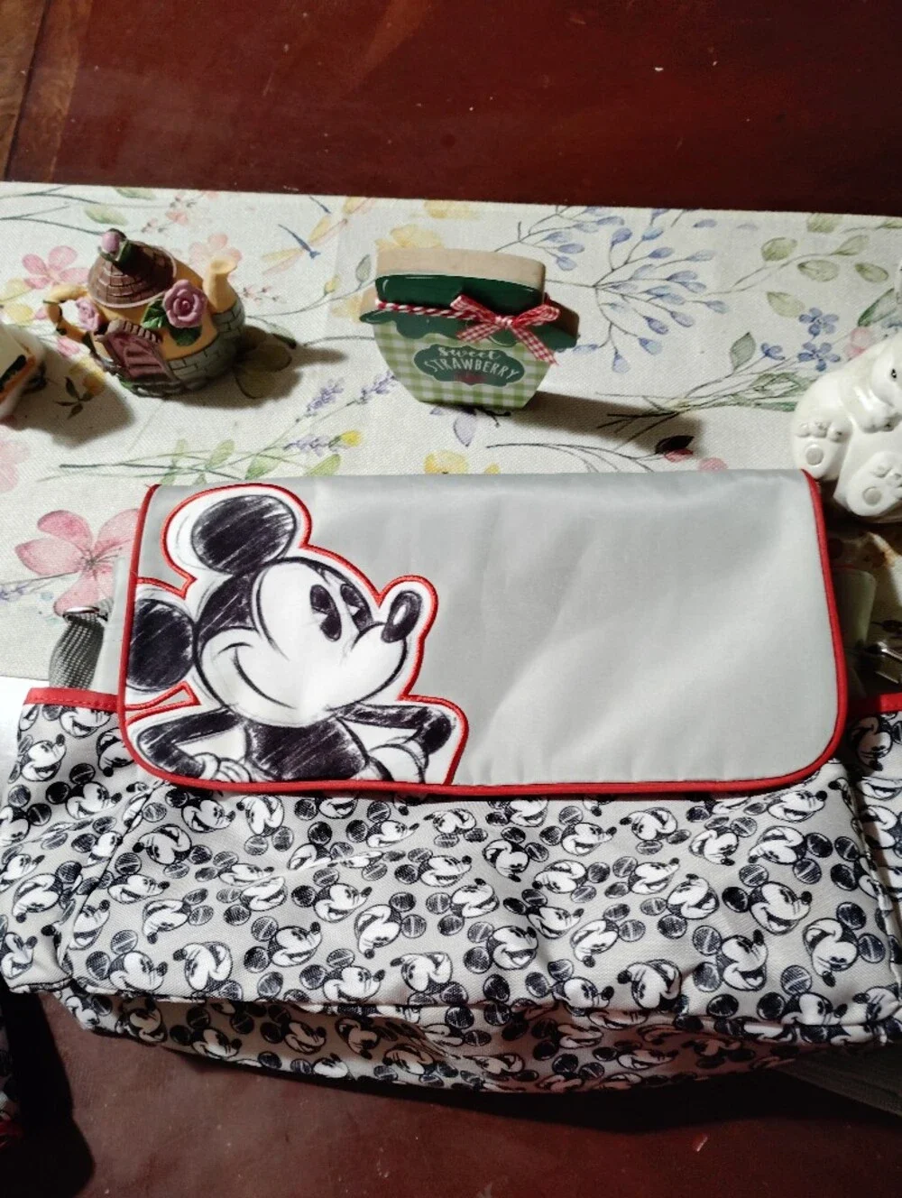Disney Baby Mickey Mouse Diaper Bag Tote & Insulated Bottle Holder